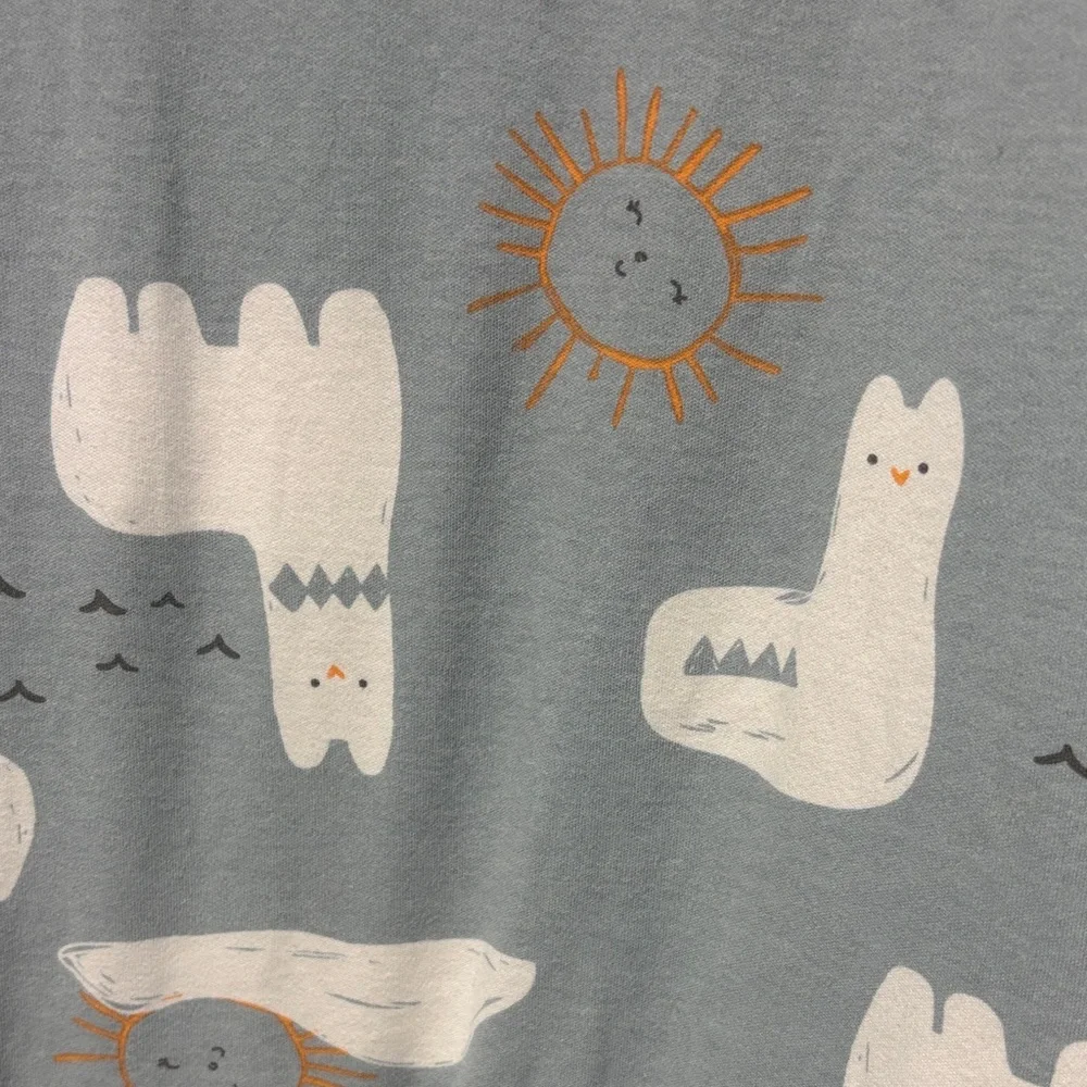 Adorable 18-36 mo Double Zipper Sleep Sack in Blue w White Llamas, GUC